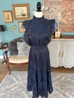 Lulus Navy Blue Tiered Sleeveless Midi Dress